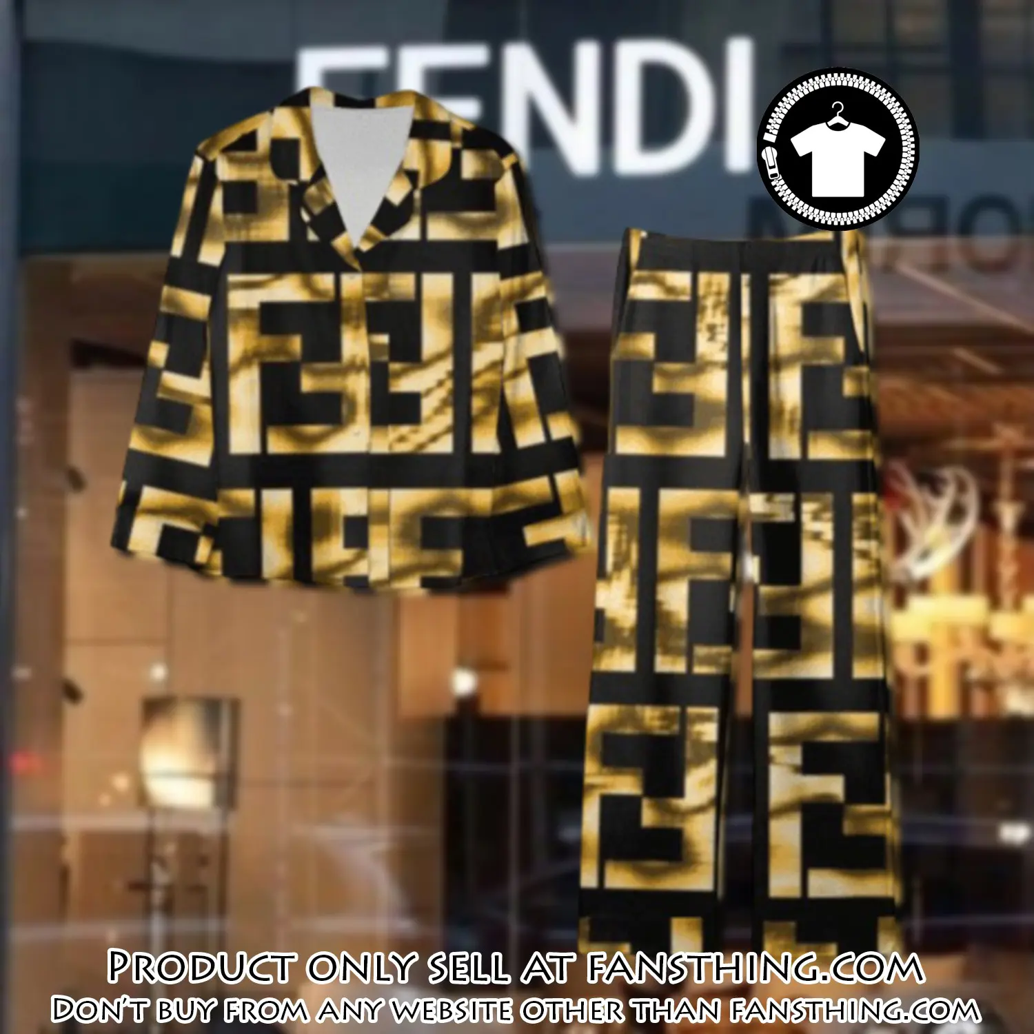 Trending luxury fendi satin pajama set pjs1048 fst0733175